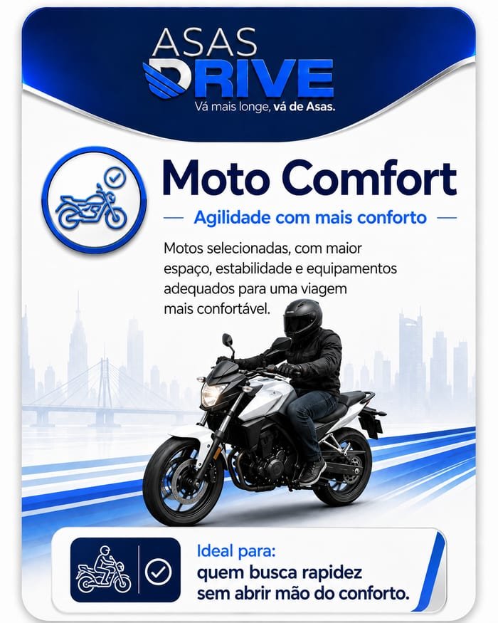 Categoria Moto Confort — agilidade com mais conforto